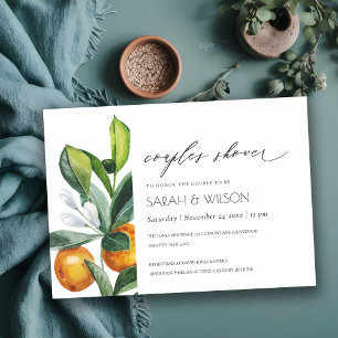 Citrus Oranje Botanische Boho Couples Shower Invit Bedankkaart