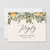 Citrus oranje botanische moderne rustige RSVP (Voorkant)