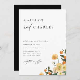 Citrus Oranje Floral Wedding Kaart