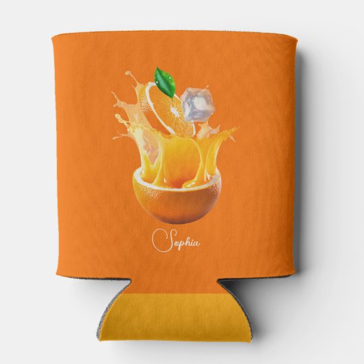 Citrus Oranje Fun Personalized Seltzer Koelbox Blikjeskoeler (Achterkant)