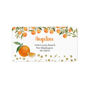 Citrus Oranje modern adreslabel Etiket