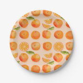 Citrus Oranje Pattern Papieren Bordje (Voorkant)