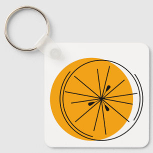 Citrus Oranje sleutelhanger aluminium vierkant