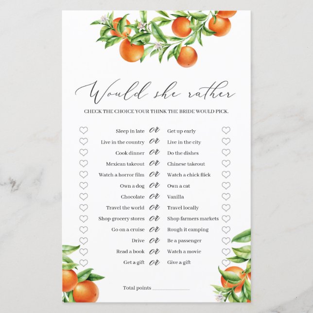 Citrus Oranje Summer Fruits Zou ze Rather game wil (Voorkant)