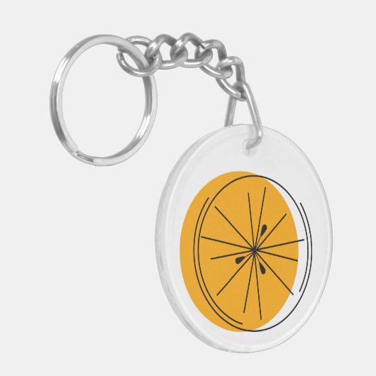 Citrus Oranje tekst, dubbelzijdig Sleutelhanger (Voorkant Links)