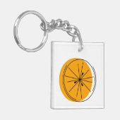 Citrus Oranje Tekstvierkant dubbelzijdig Sleutelhanger (Voorkant Links)