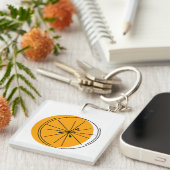 Citrus Oranje Tekstvierkant dubbelzijdig Sleutelhanger (Voorkant Rechts)