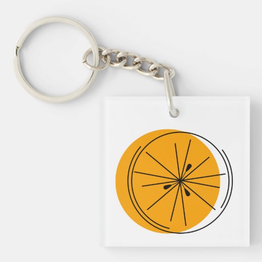 Citrus Oranje Tekstvierkant dubbelzijdig Sleutelhanger (Voorkant)