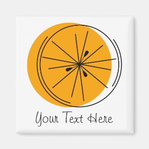 Citrus Oranje Text magnet vierkant Magneet