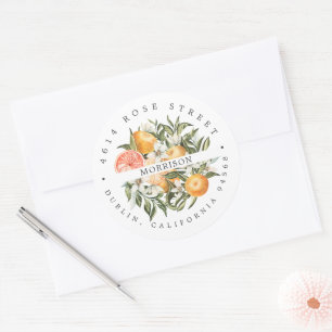 Citrus Orchard   Boho Botanical Return Address Ronde Sticker