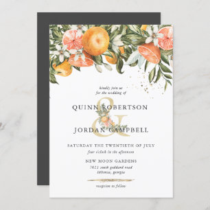Citrus Orchard   Boho Botanical Wedding Invitation Kaart