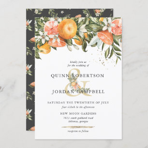 Citrus Orchard   Boho Botanical Wedding Invitation Kaart