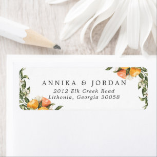 Citrus Orchard Boho Étiquette de adresse Mariage