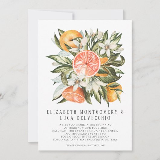 Citrus Orchard | Botanische bruiloft in Boho Kaart (Voorkant)