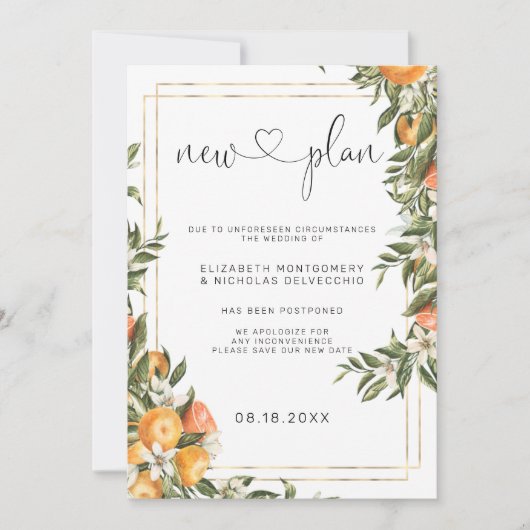 Citrus Orchard | Faire-part Mariage reporté (Devant)