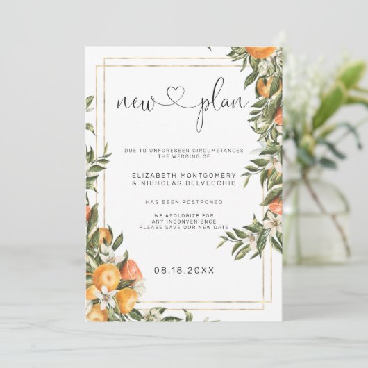 Citrus Orchard | Faire-part Mariage reporté (Debout devant)