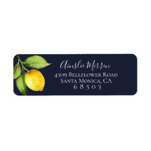 Citrus Orchard Return-marineblauw Adresetiket Etiket