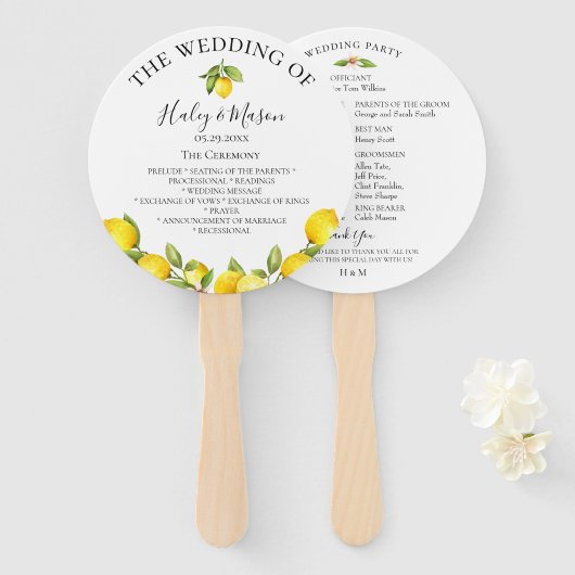 Citrus Orchard Trouwprogramma Hand Fans Handwaaier (Voorkant en achterkant)