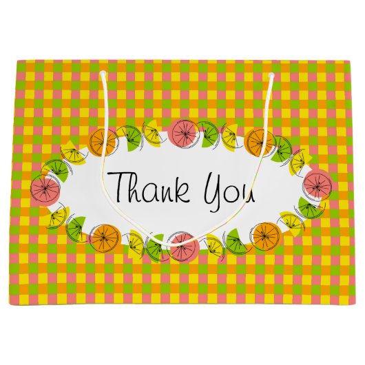 Citrus Oval Check Dank je grote cadeau Groot Cadeauzakje (Voorkant)