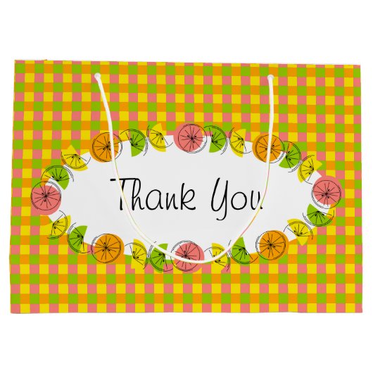 Citrus Oval Check Dank je grote cadeau Groot Cadeauzakje (Achterkant)