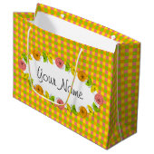 Citrus Oval Chèque Nom sac cadeau grand (Devant Angle)