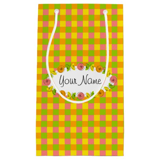 Citrus Oval Chèque Nom sac cadeau petit (Devant)