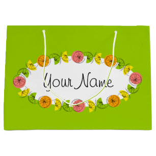 Citrus Oval Green Name-cadeau grote zak Groot Cadeauzakje