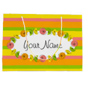Citrus Oval Stripe Classic Name gift grote zak Groot Cadeauzakje (Achterkant)
