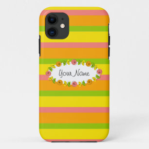Citrus Oval Stripe Classic Name iPhone case