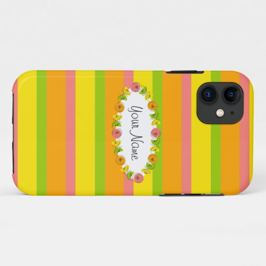 Citrus Oval Stripe Classic Nom coque iphone (Dos (Horizontal))