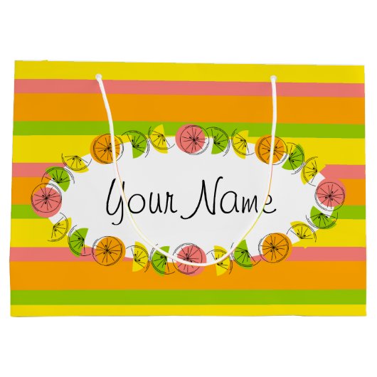 Citrus Oval Stripe Classic Nom sac cadeau grand (Dos)