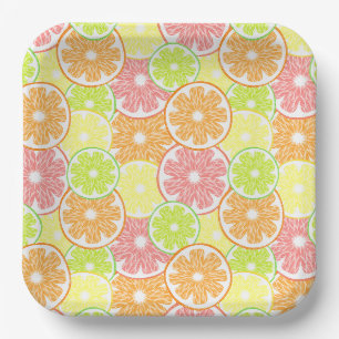 Citrus Papieren Borden, Citroen Sinaasappel Limoen Bordje