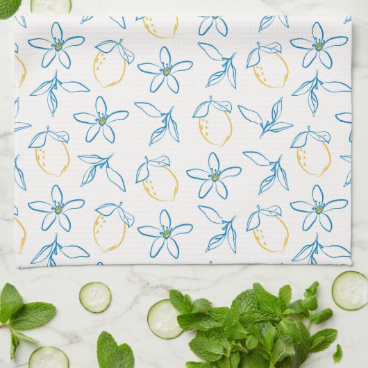 Citrus Patroon Hand getekend - Keuken Handdoek (Gevouwen)