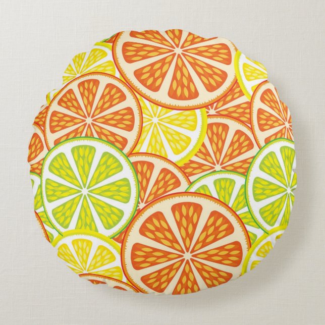 Citrus Pattern 2 Rond Kussen (Voorkant)