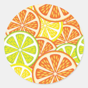 Citrus Pattern 2 Ronde Sticker