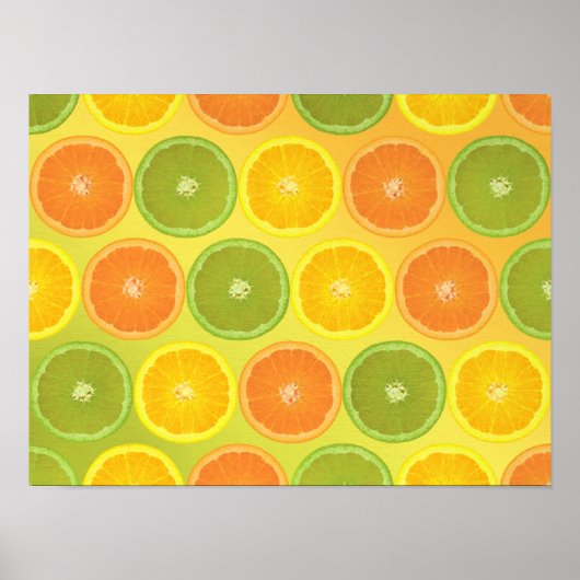Citrus Pattern...Sinaasappel, limoen en citroen Poster (Voorkant)
