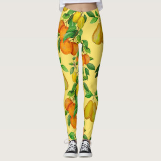 Citrus, peer, kers: waterverf print. leggings