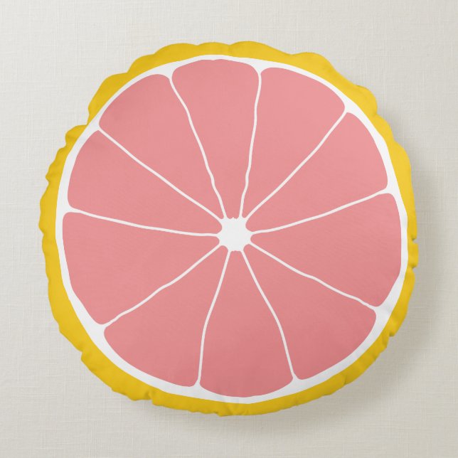 Citrus Pillow, Citrus Home Decor Grapefruit Pillow Rond Kussen (Voorkant)