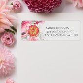 Citrus Roze Aquarel Bloemen Baby Shower Etiket
