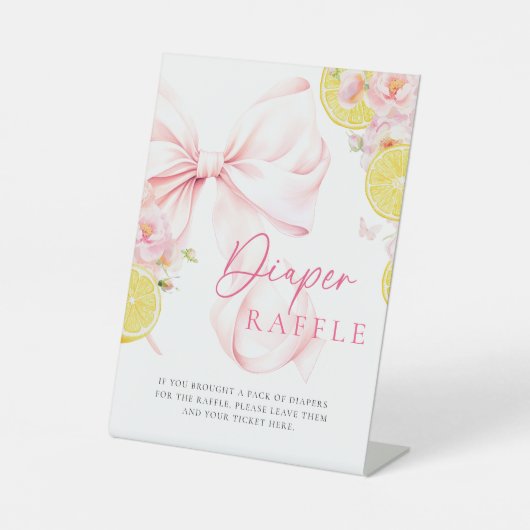 Citrus Roze Bow Luier Raffle Tafelteken Poster Reclamebord Met Voetstuk (Voorkant)