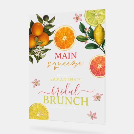 Citrus Roze Main Squeeze Vrijgezellenfeest Brunch Acryl Bord (Hoek)