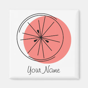 Citrus roze naam magneet vierkant