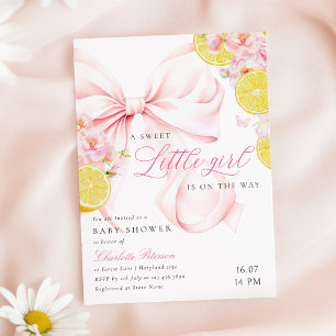Citrus Roze Strikte Citroen Baby Shower Uitnodigin Kaart