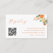 Citrus Sinaasappel Bloemen QR Code Huwelijkscadeau Informatiekaartje (Voorkant)