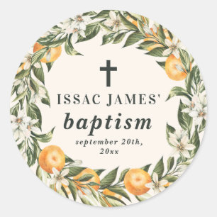Citrus, sinaasappel + blossom, dop ronde sticker