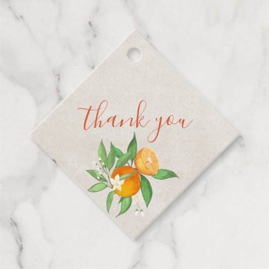 Citrus Sinaasappel en bloesem bloemen gepersonalis Bedankjes Labels (Voorkant)