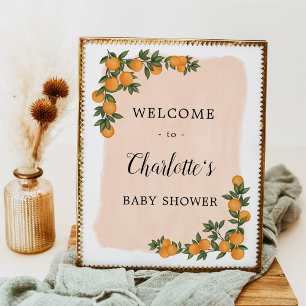 Citrus Sinaasappel Groene Cutie Baby Shower Welkom Poster
