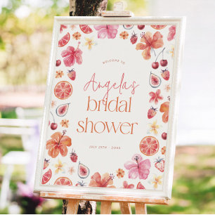 Citrus Sinaasappel Roze Bruidsmeisjesfeest Welkoms Poster