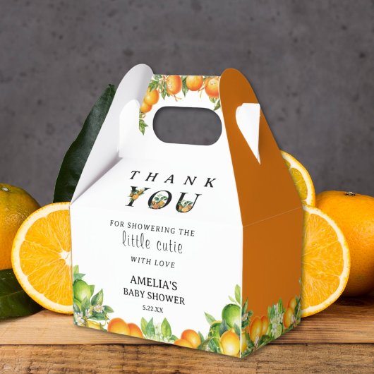 Citrus Sinaasappel Witte Bloemen Dank u Baby showe Bedankdoosjes
