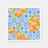 Citrus Sinaasappels & Blue Azulejo Tegels Servet (Voorkant)